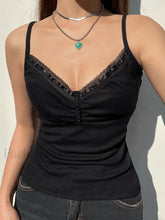 Lace Trim Black Ribbed Cami Top Black / S Tops&Tees