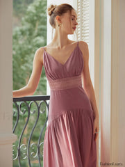 Lace Trim Layered Trendy Hem Cami Long Dress Dresses