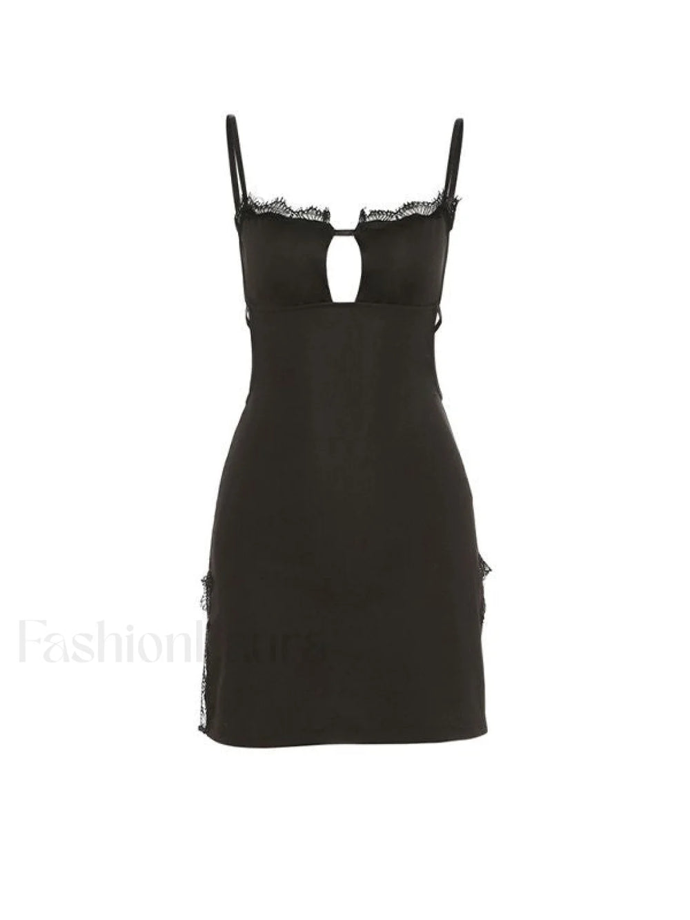 Lace Trim Split Open Back Mini Dress Mini Dresses