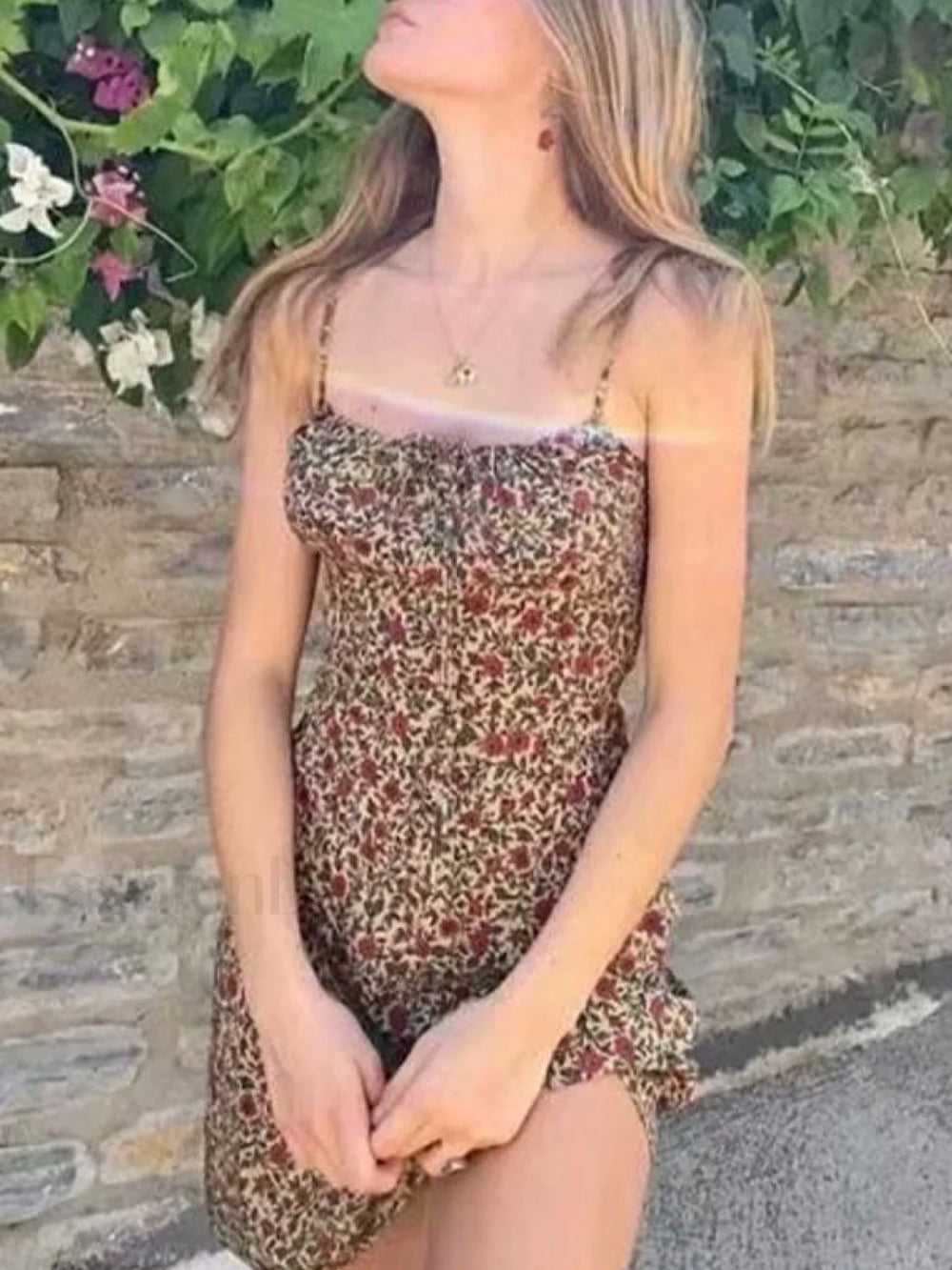 Lace Up Floral Slip Mini Dress Mini Dresses