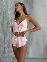 Lace Up Nightie Sleepwear Two Piece Set