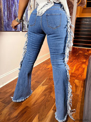 Lace Up Tassel Jeans Jeans