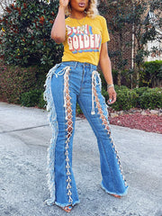 Lace Up Tassel Jeans Jeans