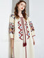 Lantern Sleeve Floral Boho Dress white / One Size