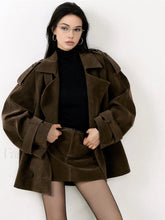 Lapel Loose Suede Jacket Dark Brown / XS Jackets