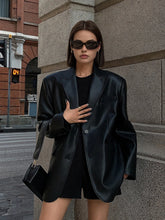 Lapel Pockets Leather Blazer Black / XS Blazers