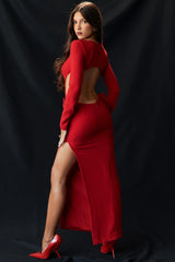 Lavele Red Stylish Bow Maxi Dress