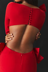 Lavele Red Stylish Bow Maxi Dress