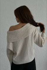 Lazy Chic Off-Shoulder Knit Sweater