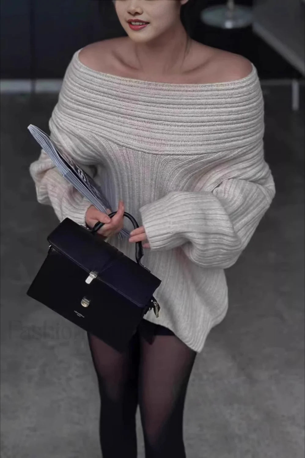 Lazy Chic Off-Shoulder Knit Sweater