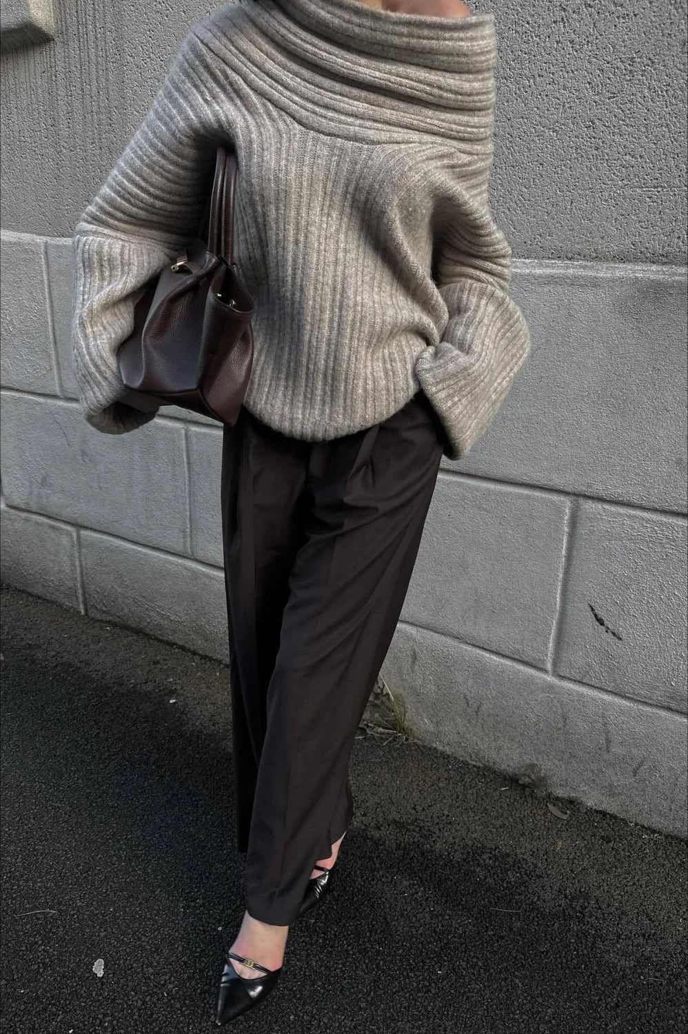 Lazy Chic Off-Shoulder Knit Sweater