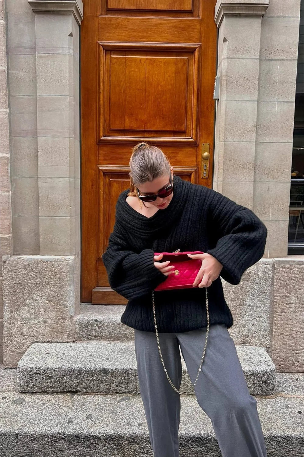 Lazy Chic Off-Shoulder Knit Sweater