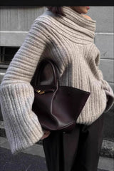 Lazy Chic Off-Shoulder Knit Sweater Grey / S