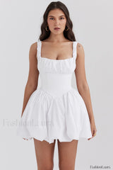 Le Puff Cotton Charming Tulle Mini Dress XS / White