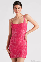 Leila Sequin Stylish Bodycon Mini Dress XS / Fuchsia Party Dresses L