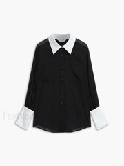 Leisure See Through Trendy Shirt With Cami Top Black / XS Shirts