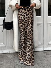 Leopard Print Slim Maxi Skirt Dark Brown / XS Skirts