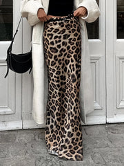 Leopard Print Slim Maxi Skirt Dark Brown / XS Skirts