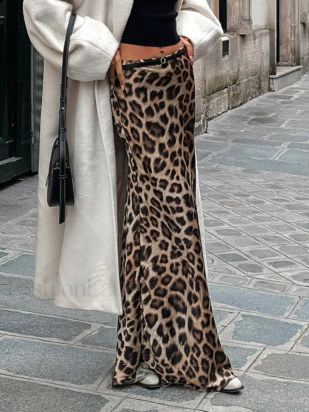 Leopard Print Slim Maxi Skirt Skirts