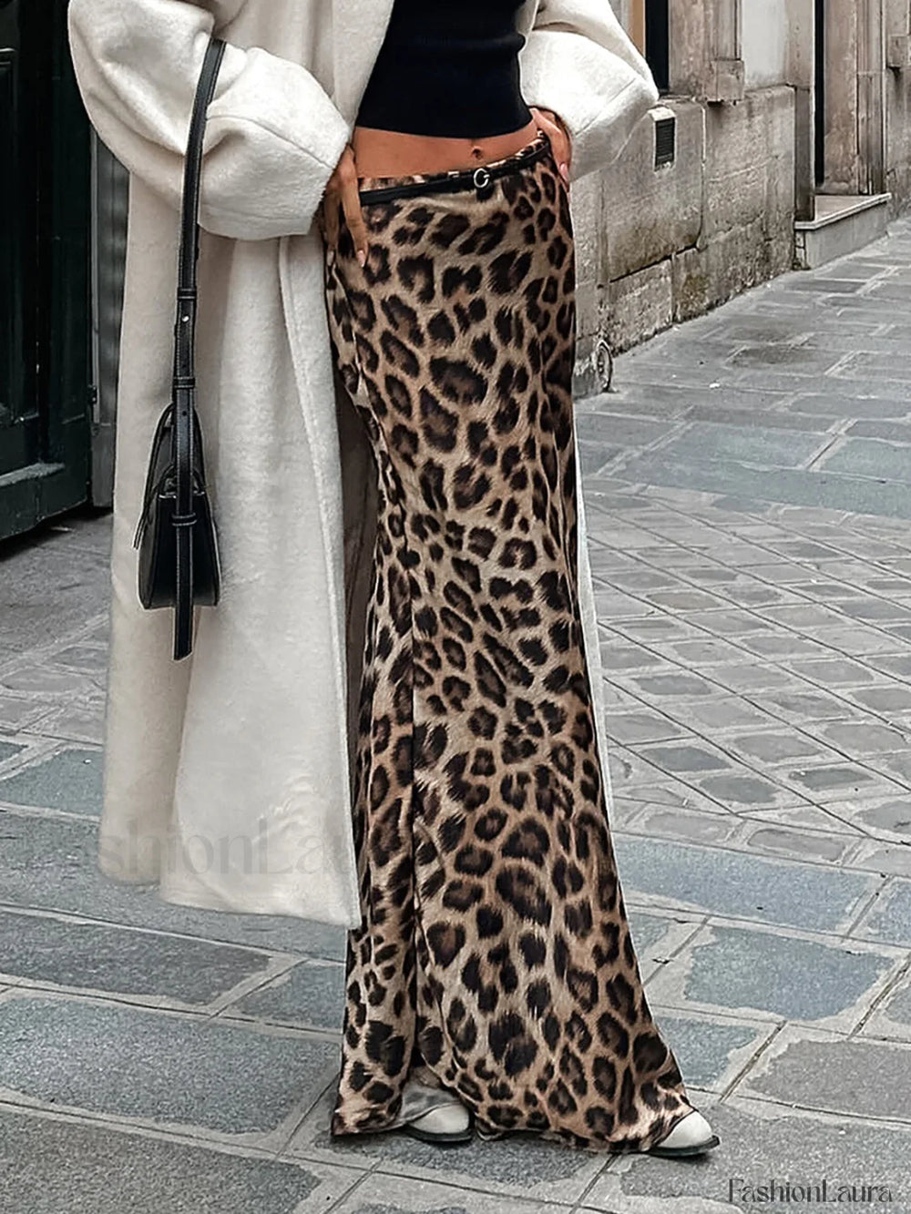 Leopard Print Slim Maxi Skirt Skirts
