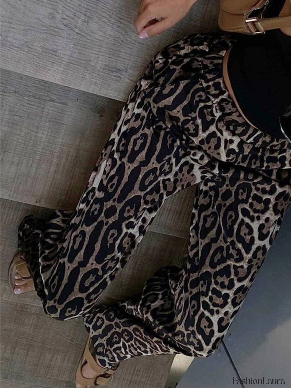 Leopard Print Wide Leg Pants Pants