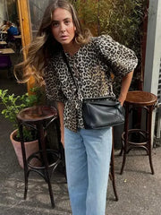 Leopard Sweet Bubble Casual Shirt Blouse