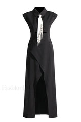 Liberty Midi Dress Charming With Tie Detail S / Black