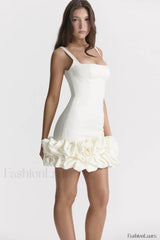 Lilou Ivory Stylish Ruffle Dress Party Dresses L