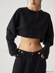 Living Easy Graceful Crop Sweatshirt Black / XS Sweatshirts