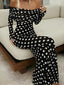 Long Sleeve Off Shoulder Polka Dot Print Long Dress Black / XS Dresses