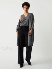 Longline Cardigan Graceful With Matching Vest Grey / S Sweaters L