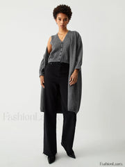 Longline Cardigan Graceful With Matching Vest Grey / S Sweaters L