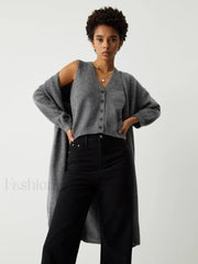 Longline Cardigan Graceful With Matching Vest Sweaters L