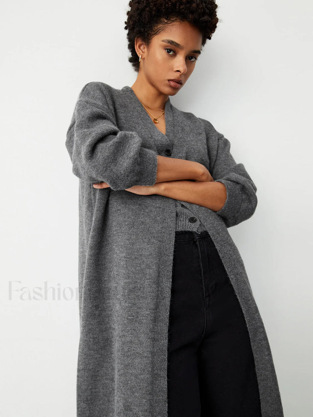 Longline Cardigan Graceful With Matching Vest Sweaters L
