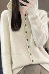 Loose Fit Merino Wool Hoodie White / M