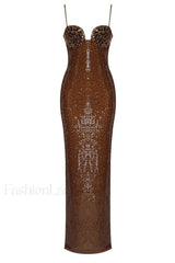 Lorelei Brown Stylish Sequin Dress XS / Brown