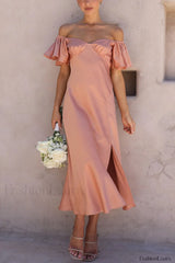Louisa Elegant Midi Dress S / Blush
