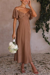 Louisa Elegant Midi Dress S / Coffee