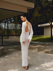 Love Galore Backless Trendy Knit Long Dress Sweaters L