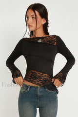Lucca Long Stylish Sleeve Top S / Black