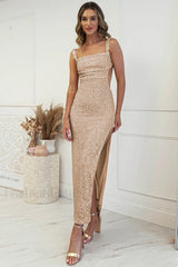 Lulana Sequin Stylish Midi Dress S / Champagne