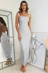 Lulana Sequin Stylish Midi Dress S / Silver