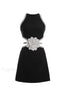 Luna Crystal Floral Charming Embellished Mini Dress XS / Black