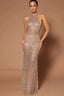 Lunia Sequin Stylish Backless Maxi Dress S / Champagne