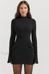 Mahalia Navy Stylish Mini Dress XS / Black