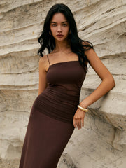 Maillard Patchwork Graceful Cami Long Dress Dresses