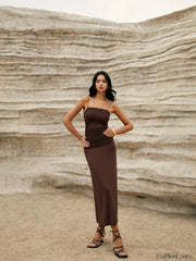 Maillard Patchwork Graceful Cami Long Dress Dresses