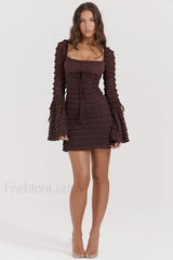 Marisa Rich Stylish Brown Lace Dress