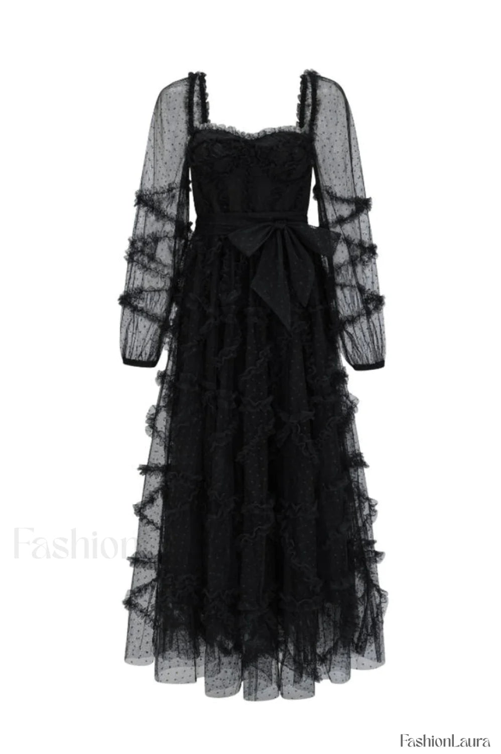 Maryam Sweetheart Stylish Belted Maxi Dress S / Black