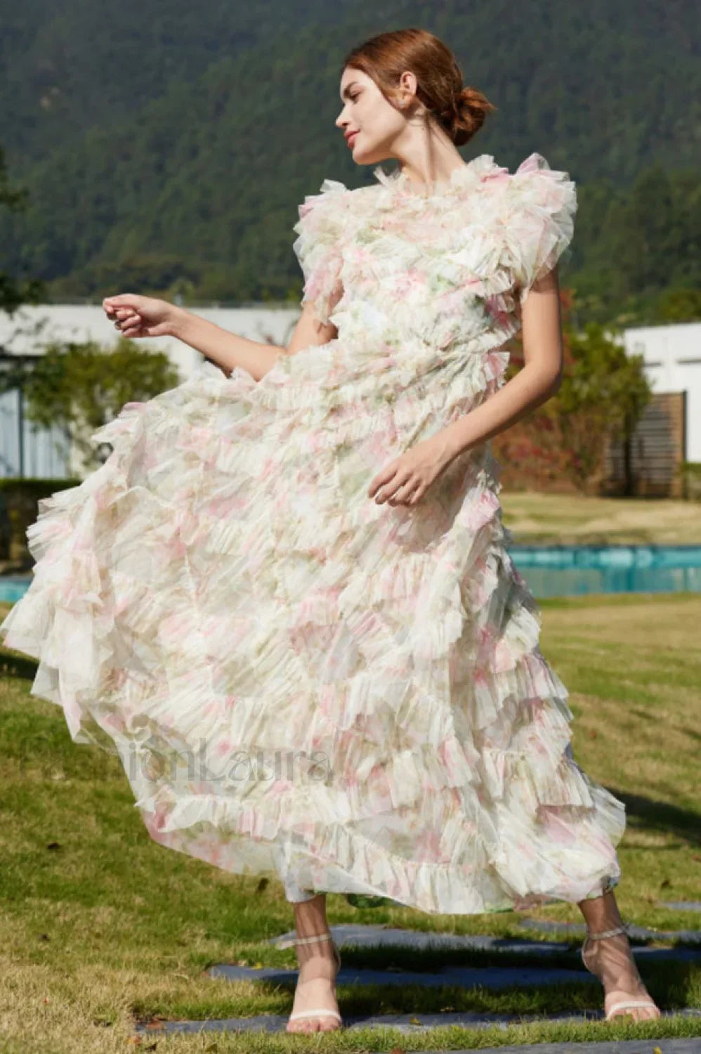 Maxine Floral Embroidery Charming Sleeveless Maxi Dress